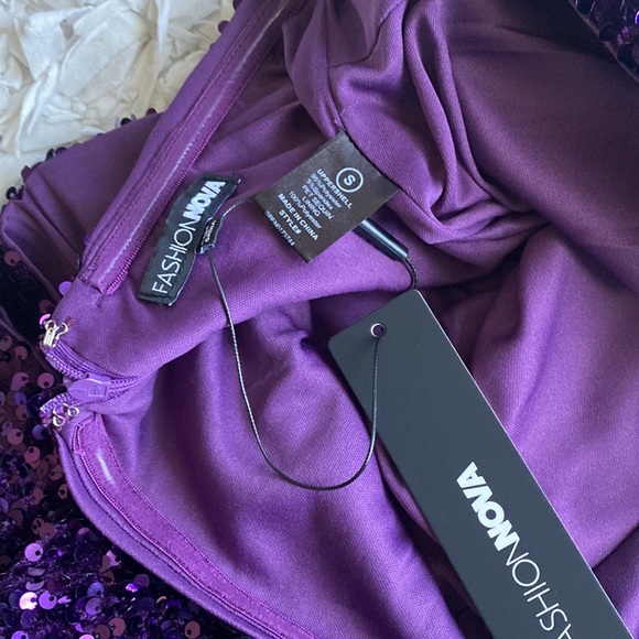 NWT Fashion Nova Sequin Strapless Purple Midi Dress - Picture 8 of 8